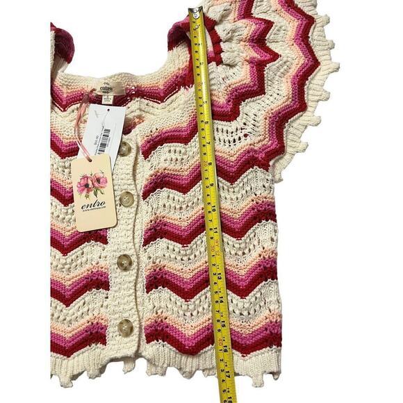 Women's crochet Crop Top Button Down Size Small Retail $55 New With Tags - Picture 6 of 6